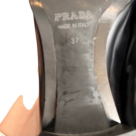 PRADA Vintage Black Leather Buckle Loafers Size 37 - Picture 6 of 8
